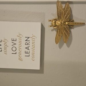Inspirational Wall Art with Gold Dragonfly Accent